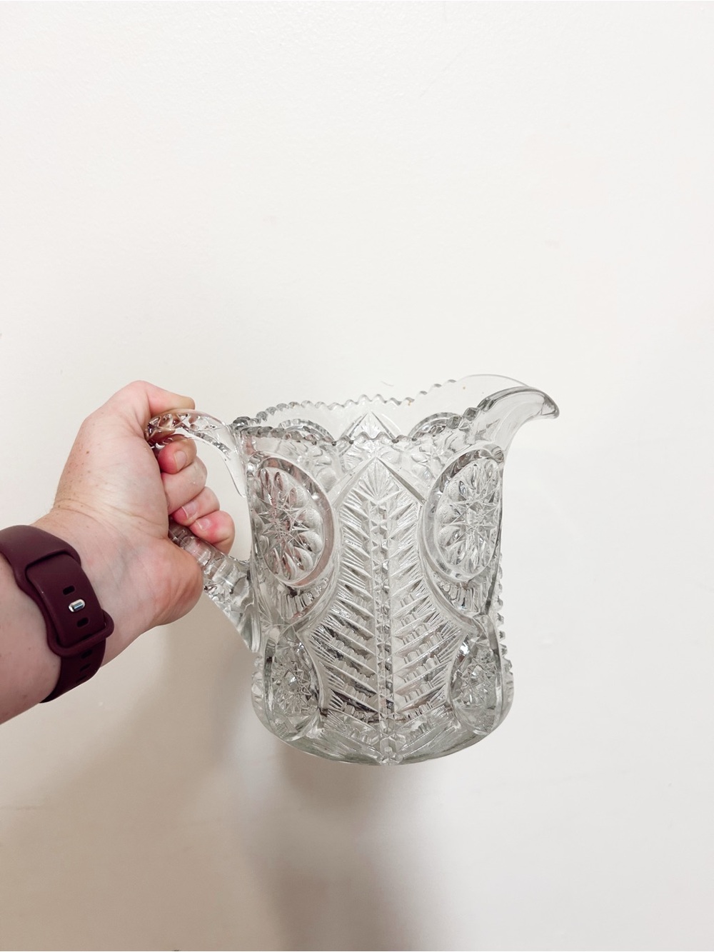 Vintage Clear Cut Glass Pitcher